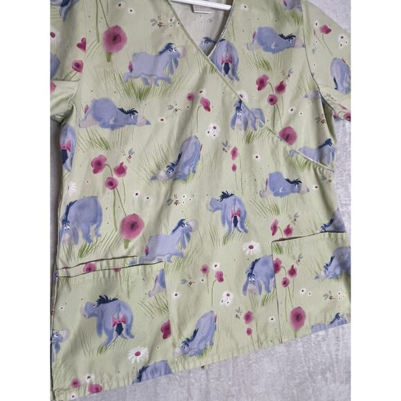 Eeyore nursing scrub top Disney womens size medium Tie Back - Picture 2 of 8